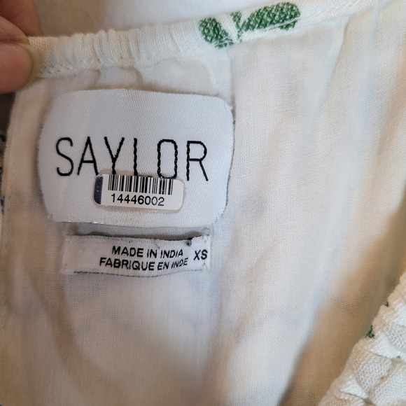 SAYLOR Womens Gracey Floral Puff Sleeve Dress Size XS White Sundress Prairie - Picture 8 of 10